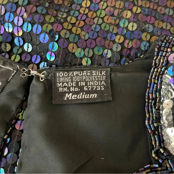 Jewel Queen Silk Sequin Dress Women Y2K Hollywood Regency fairycore whimsygoth - Picture 9 of 12